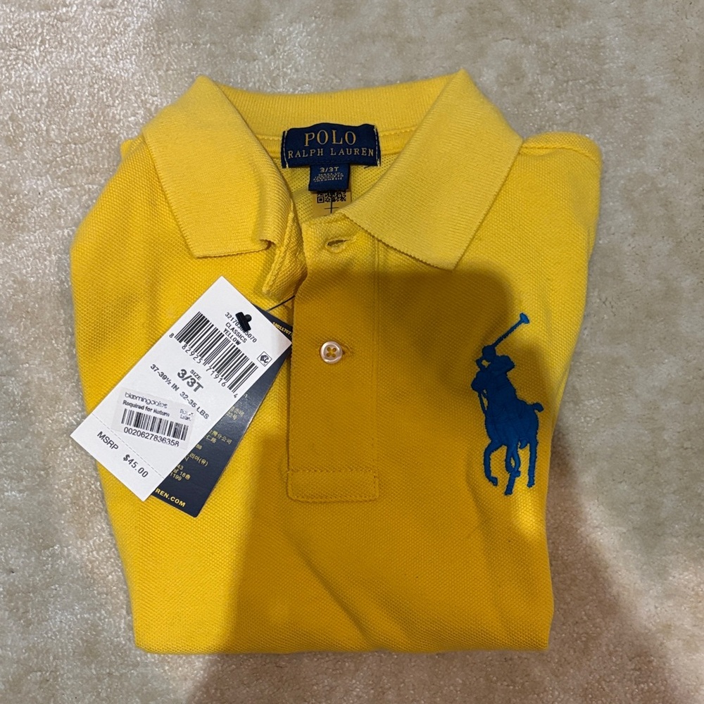 Polo by Ralph Lauren Kids Polo Shirt in Yellow with Blue Logo